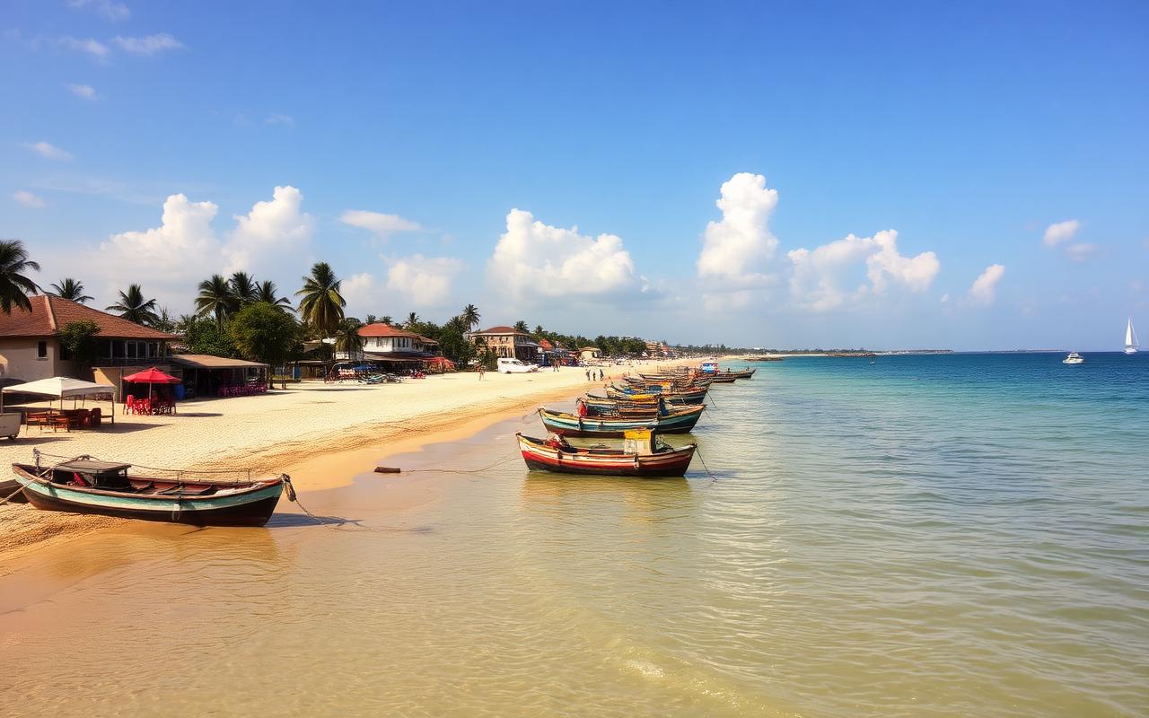 Praia da Ilha de Luanda com barcos de pesca (imagem ilustrativa).